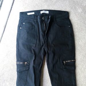 Pull&Bear Black Skinny Zip Cargo Jeans